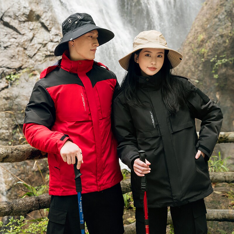 冲锋衣三合一两件套羽绒服内胆可拆卸加大码登山服保暖宽松胖外套