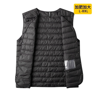 胖子羽绒马甲男轻薄款保暖坎肩加肥加大码冬季中老年内穿羽绒背心