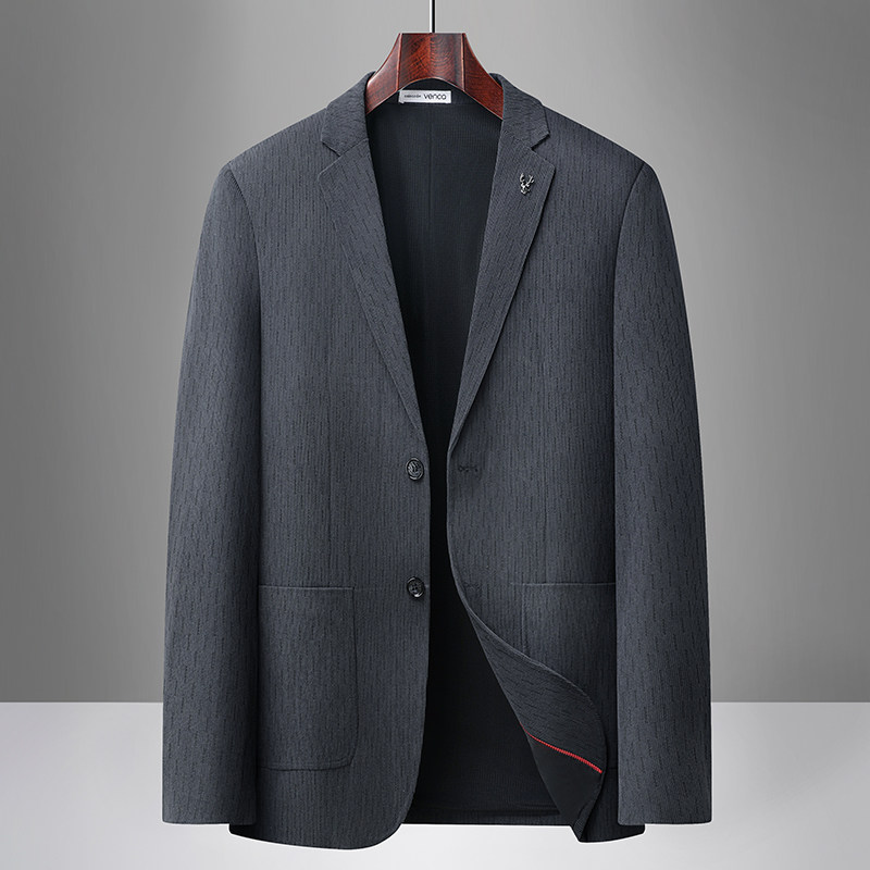 春季肥佬男装西服加肥加大潮胖子大码薄款显瘦竖条纹休闲西装外套