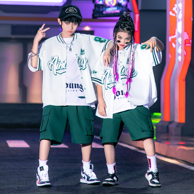 幼儿园小学生酷炫洋气少儿popping街舞棒球衫套装短裤t恤bboy儿童
