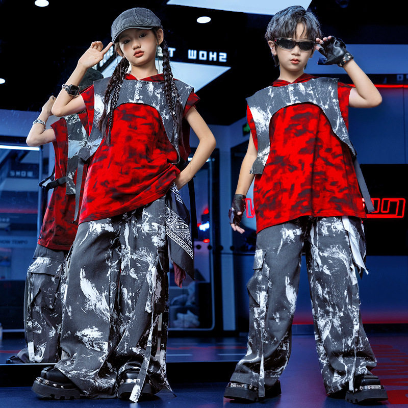 六一儿童hiphop街舞表演服男童夏季炸街架子鼓舞台演出服潮班服
