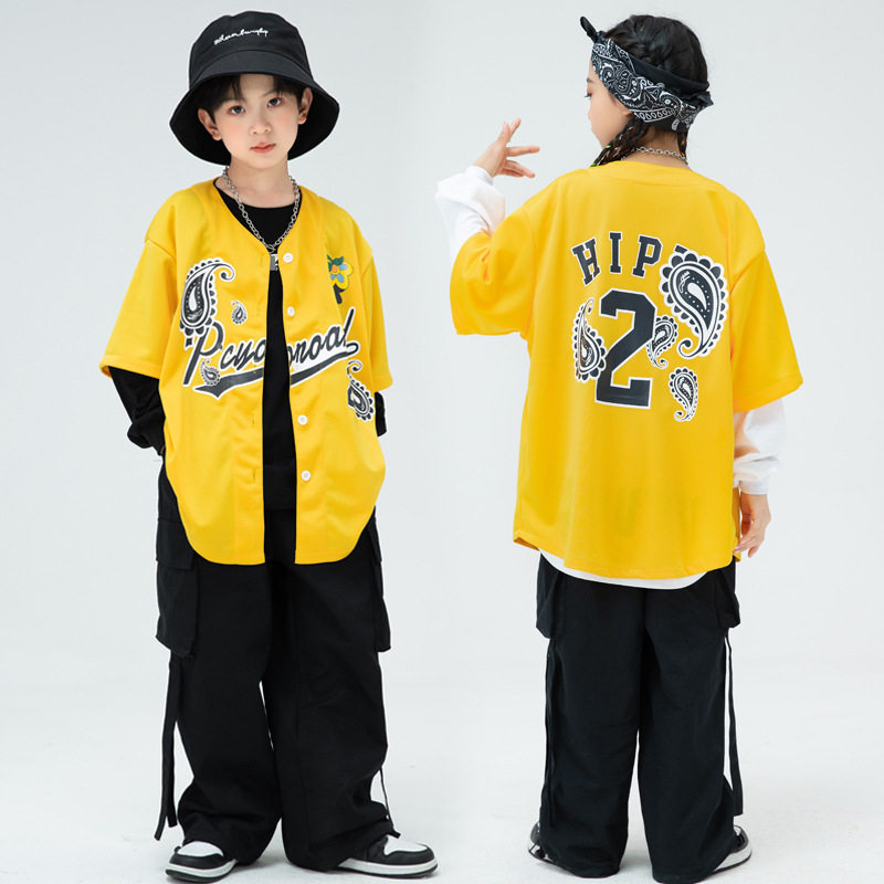 小学生街舞儿童潮服酷帅演出服bboy洋气棒球服套装hiphop女童百搭