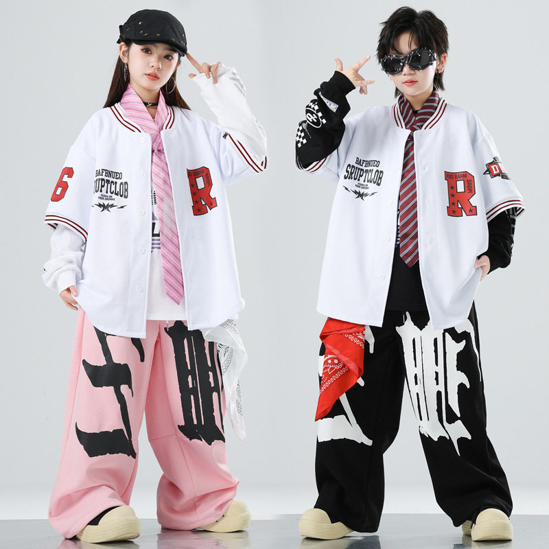 街舞儿童潮服男童嘻哈套装酷帅潮牌表演hiphop女童爵士舞演出服装
