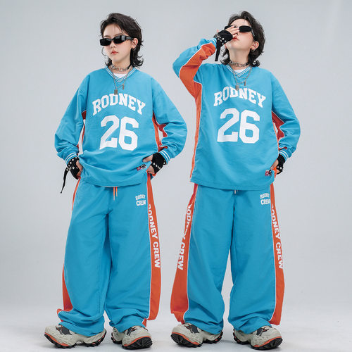 少儿童街舞服装小学生运动会表演班服套装bboy团体popping演出服