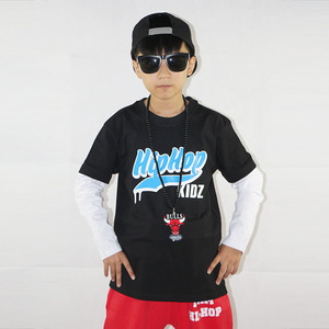 西海岸春秋新款中大儿童男女童少儿嘻哈街舞长袖T恤演出服hiphop