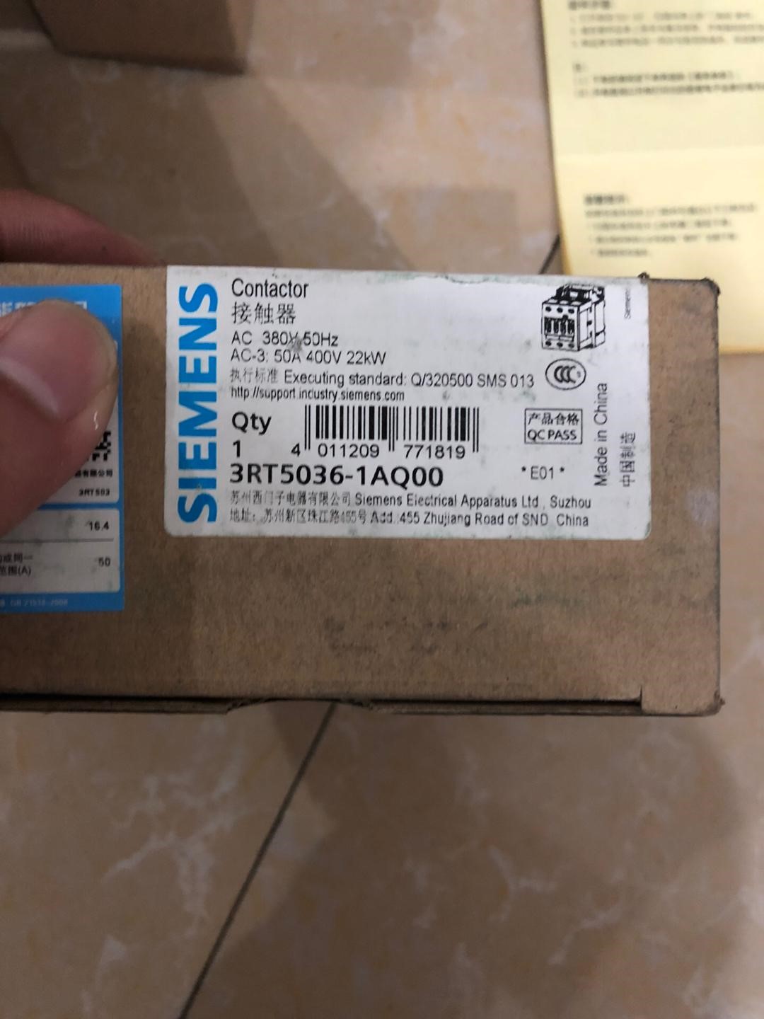 西门子交流接触器3RT5036-1AQ00 数量一个