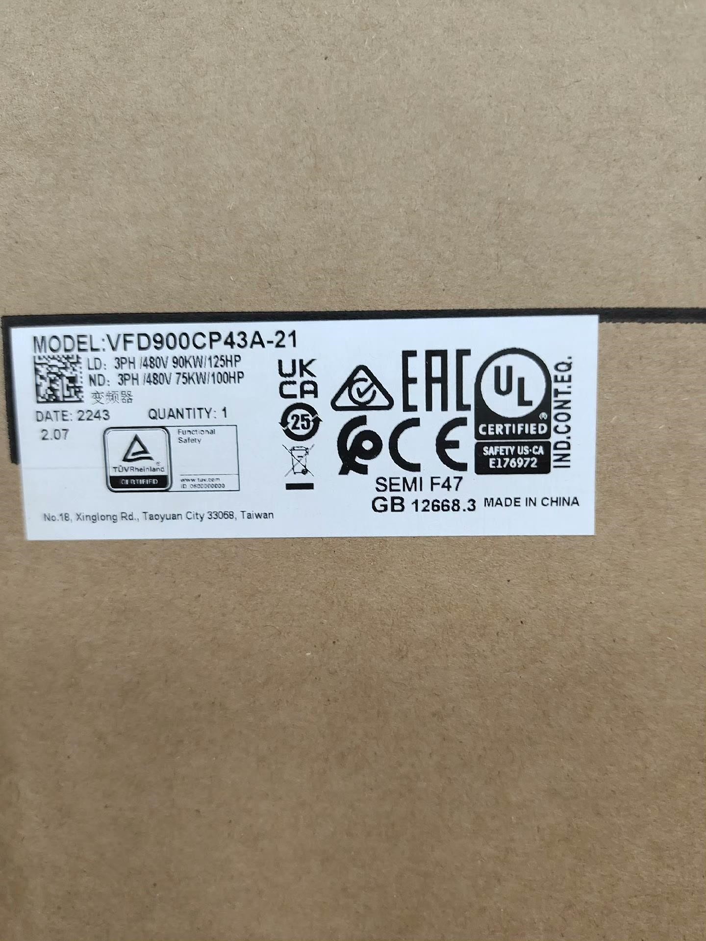 VFD900CP43A-21  台达变频器 全新原装正品 现