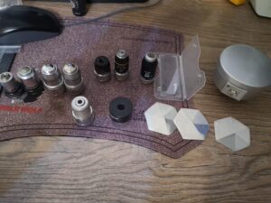 奥林巴斯显微镜物镜 E A100物镜有两个，麦克奥迪滤光片，