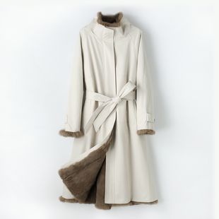 两面穿派克服女长款兔毛内胆外套冬海宁2025新款皮毛一体大衣皮草