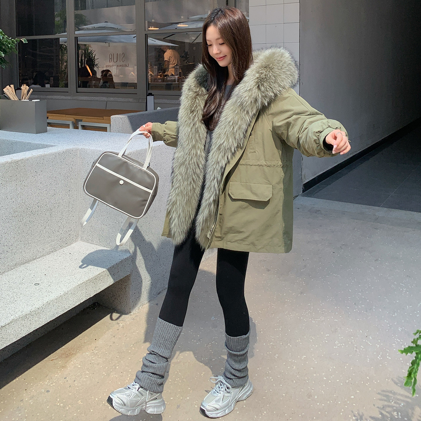 海宁皮草派克服女2025冬季新款内胆可拆卸中长款大毛领羽绒服大衣