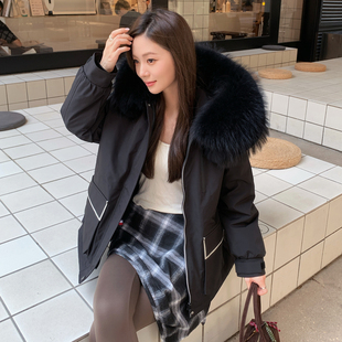 派克服女2025冬季新款獭兔毛内胆可拆卸小个子大毛领真毛皮草外套