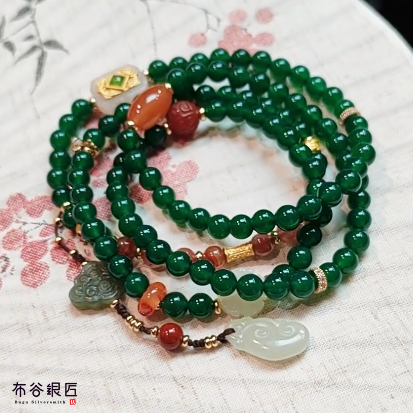 天然绿玛瑙新中式两用手链项链女