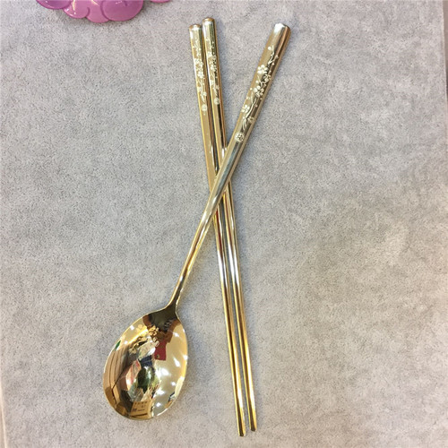 原装进口不锈钢勺子金色梅花礼盒