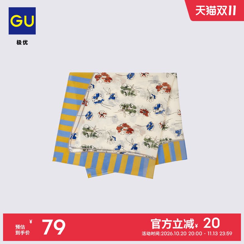 GU极优 女式花朵图案围巾送礼物百搭方巾2026年秋季新品 36