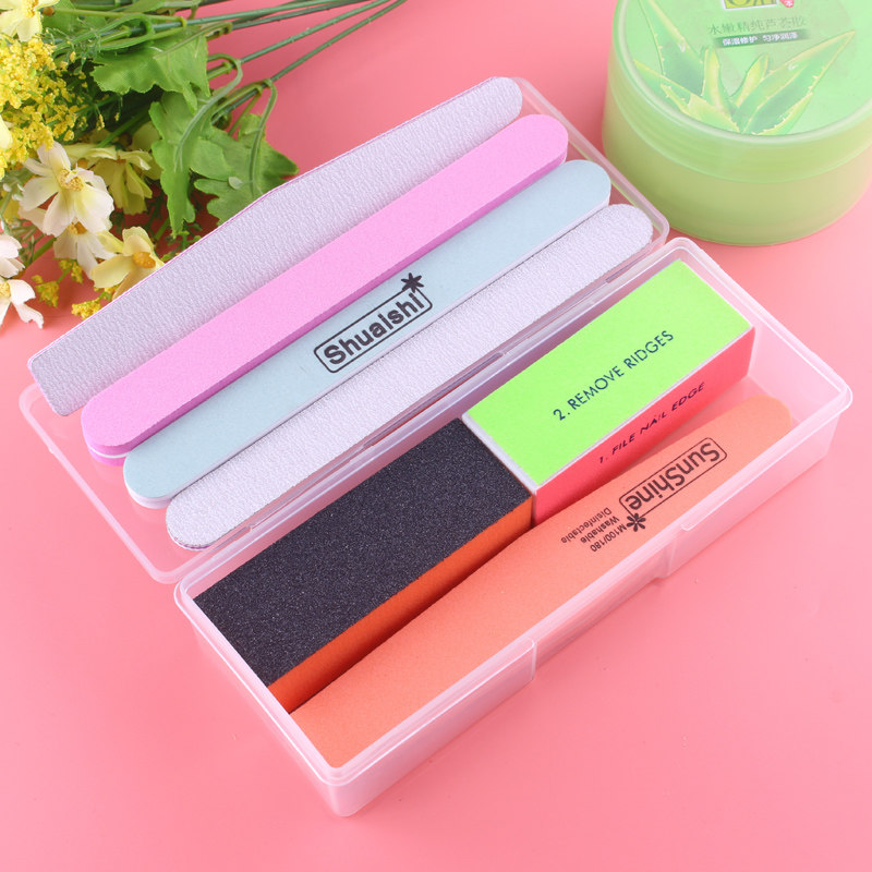 美甲工具套装指甲锉打磨条双面抛光护理指甲油胶砂条修型海绵搓条