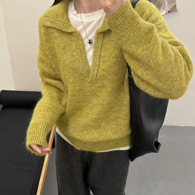 冬季女士加厚polo领慵懒风毛衣女2026春新款可外穿内搭秋冬打底衫