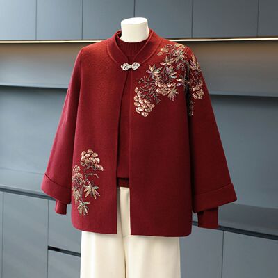 妈妈婚宴礼服春装外套大气端庄套装喜婆婆奶奶喜庆中老年人上衣服