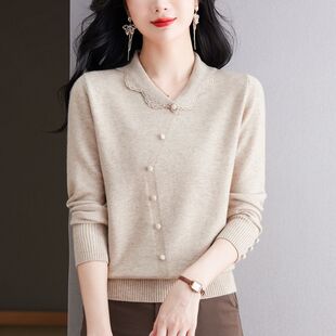毛衣女新款 今年流行阔太太洋气高贵上衣服 打底小衫 中年妈妈春秋装