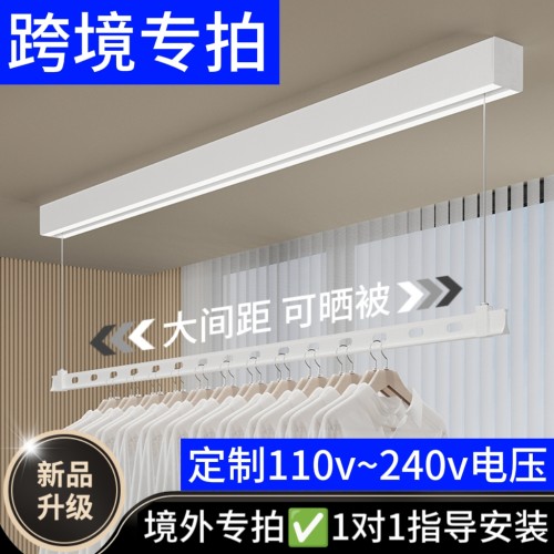 电压110V240V单杆明装智能电动遥控声控升降侧横装窗帘盒内小户型