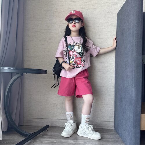 女童夏装套装洋气多巴胺短袖T恤