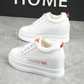 秋冬新款 女 女松糕系带单鞋 厚底内增高8cm小个子加绒小白鞋 女棉鞋