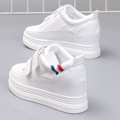 女内街拍百搭魔术贴厚底小白鞋