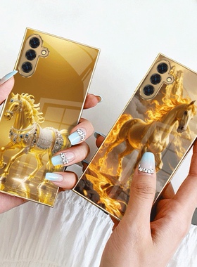 A56苹果17马SamsungS25+三星S23ultra手机壳26加S24fe马年22u电镀54玻璃53case55适用16plus女21高级感20新年