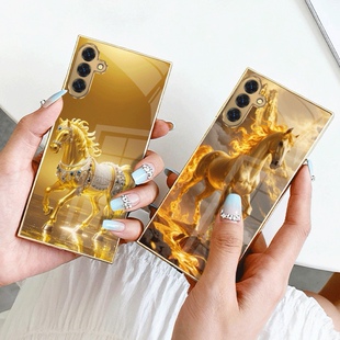 A56苹果17马SamsungS25+三星S23ultra手机壳26加S24fe马年22u电镀54玻璃53case55适用16plus女21高级感20新年
