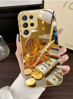 A56苹果17SamsungS25+三星S26ultra手机壳24加S23fe美元22u金币54玻璃case55适用16plus女21高级感15男dollar