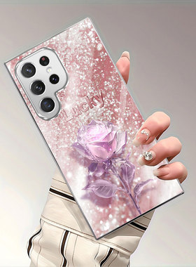 A56苹果17电话SamsungS25+三星S23ultra手机壳21加S24fe玫瑰22u女生54玻璃53case55适用16plus女26花朵rose外