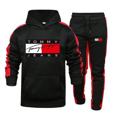 秋装男士连帽卫衣件套印花运动