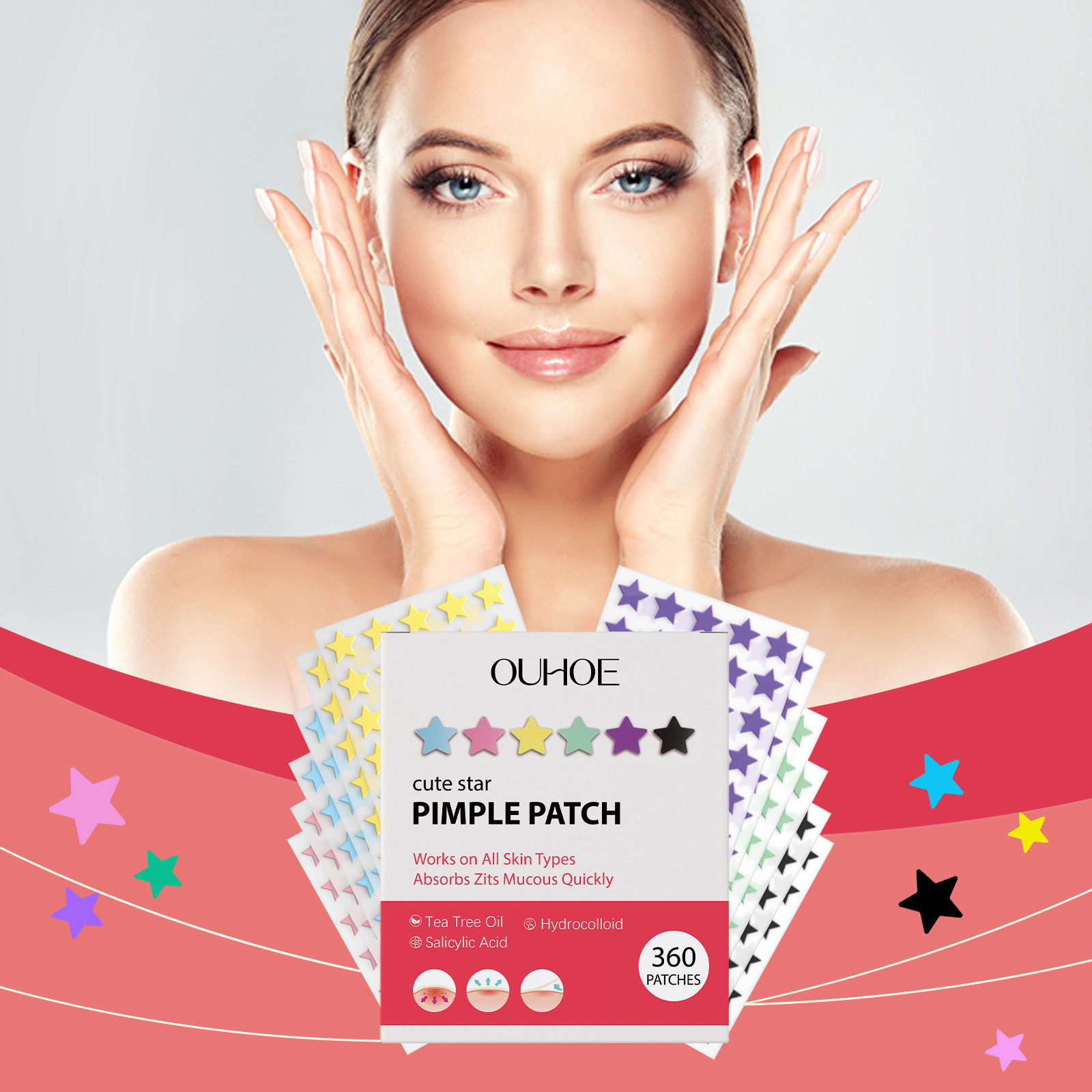 OUHOE星形痘痘贴日常温和清洁