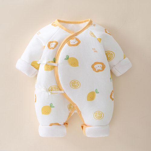 新生儿蝴蝶衣120克加厚棉秋冬婴儿衣服棉衣宝宝和尚服连体衣