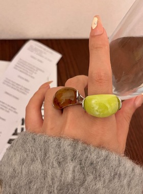 其他女合金法式轻奢椭圆香戒指