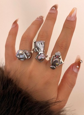 其他女合金复古轻奢不规则戒指