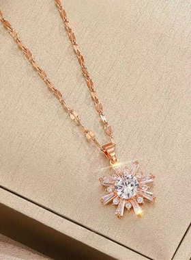 网红钛钢镶钻天鹅锆石短款项链