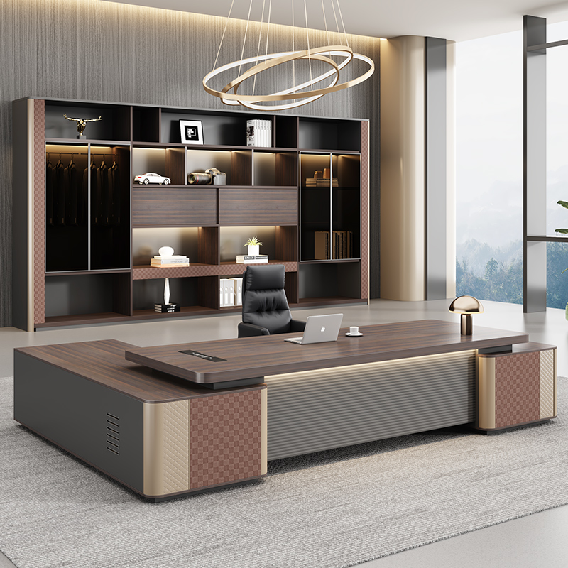 圣黎老板办公桌椅组合总裁桌经理主管桌办公室家具单人大班台