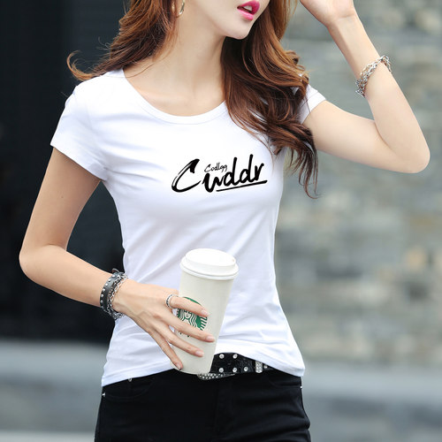 夏季半袖修身白色t恤女短袖洋气