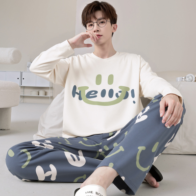 芬腾睡衣男款2025新款春秋季纯棉长袖大码青少年高中学生大童套装