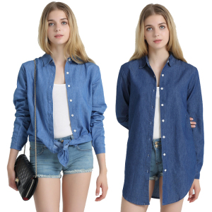 2021春装大码女士长袖夏季薄款中长款休闲宽松牛仔外套女防晒上衣