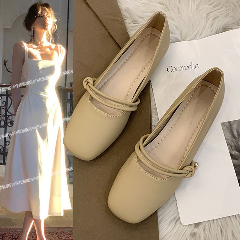 玛丽珍仙女配裙子小皮单鞋女2025新款春秋晚晚风温柔平底奶奶瓢鞋