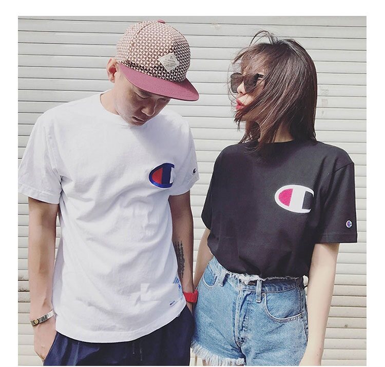正品现货 champion 美版冠军短袖T恤情侣衫大C刺绣简约打底衫潮牌