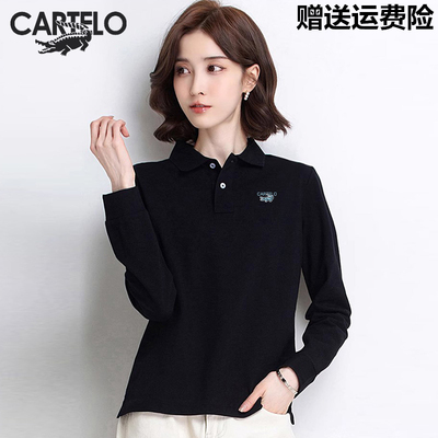 鳄鱼长袖t恤女士Polo衫春秋季