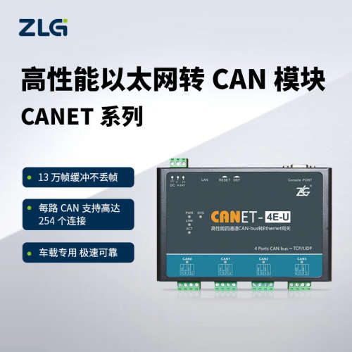 周立功致远电子CAN-bus转换器以太网转CAN模块CANET-4E-U/2E-U