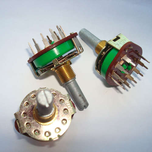 日本ALPS SRRM旋转波段开关1刀10档位 轴长25mm切换开关 铜脚