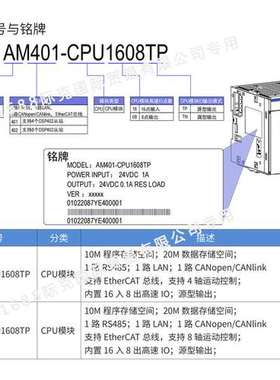 汇川AM400系列PLC，AM401-CPU1608TP，AM401-CPU1608TN，全新原装