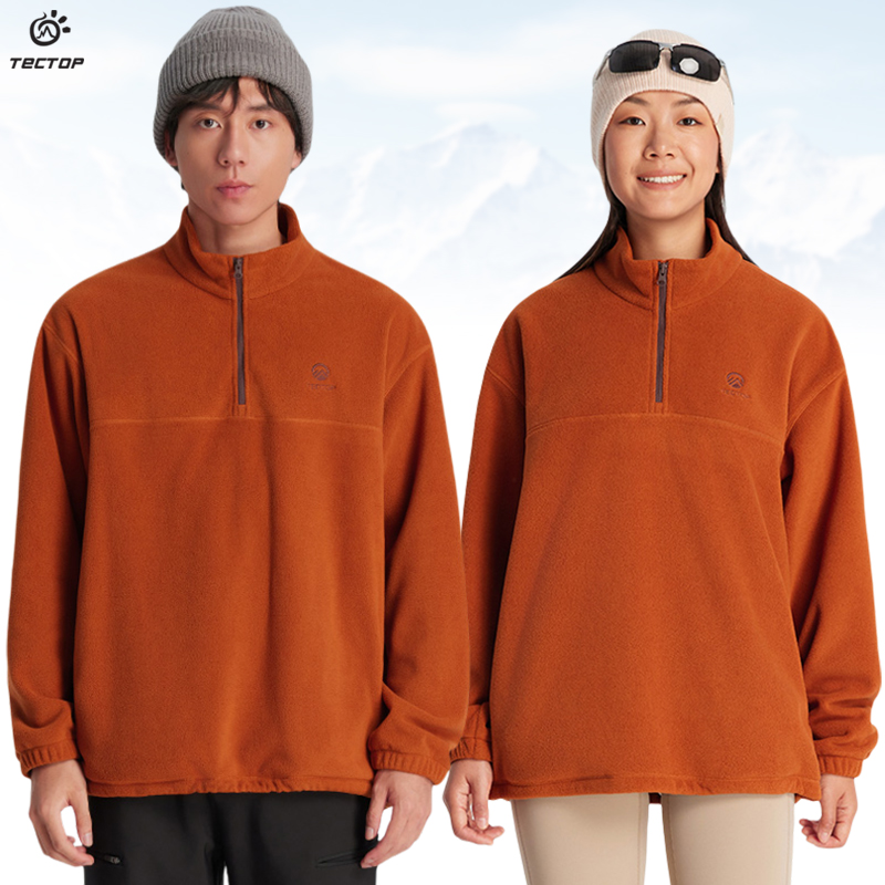 TECTOP探拓户外秋冬季立领套头抓绒衣男女士款透气保暖运动休闲衣