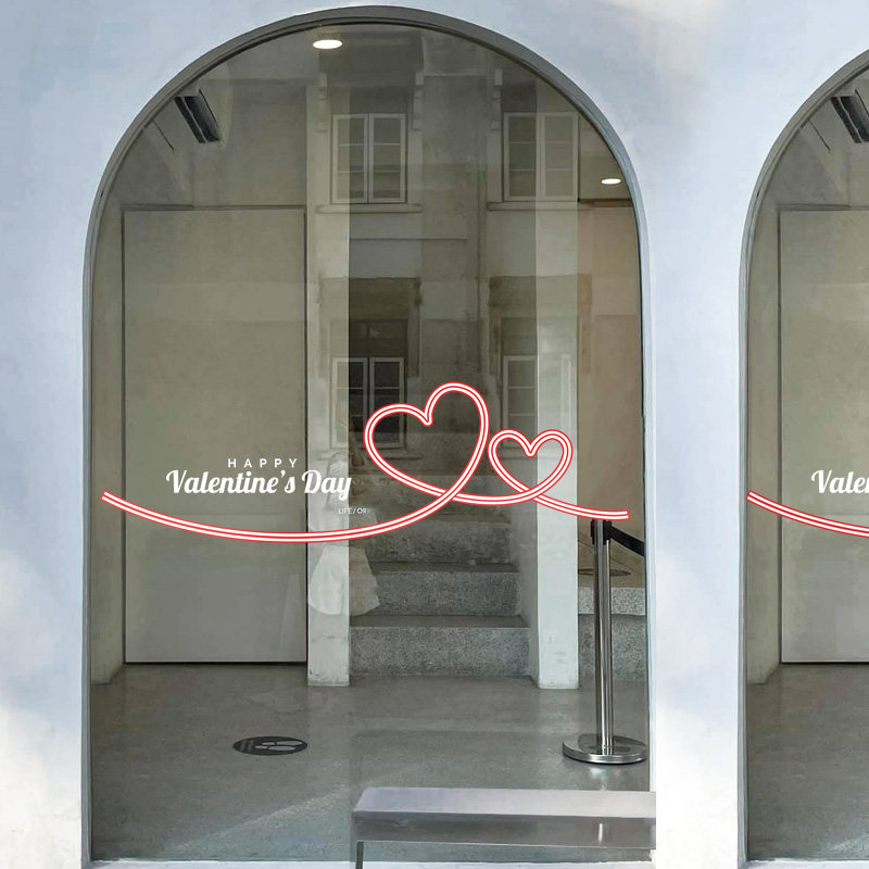 情人节玻璃橱窗简约氛围布置商场服装店花店窗户装饰静电贴纸贴画