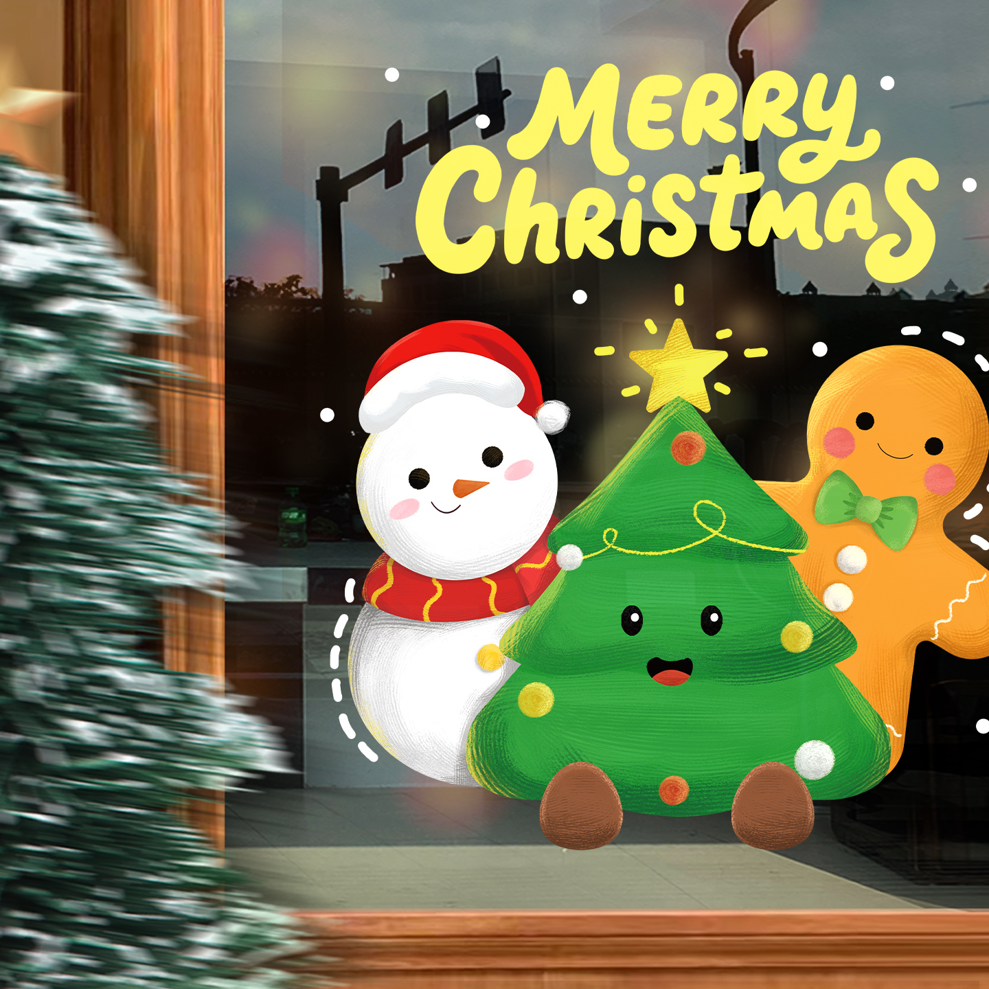 2026圣诞节装饰玻璃门贴纸