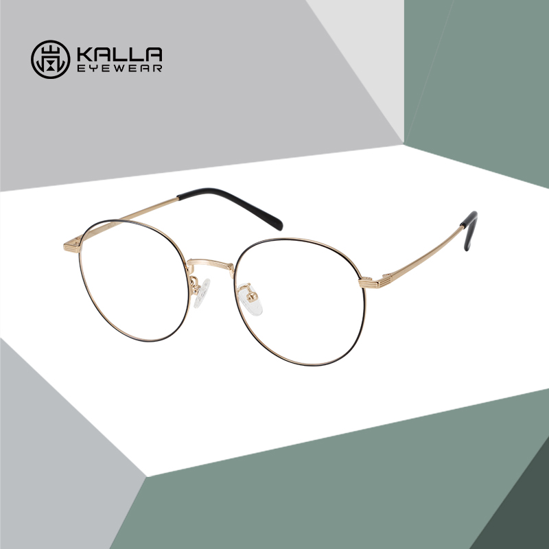 kalla凯岚眼镜男女通用圆形文艺黑框镜架学生可配近视散光 kc9011